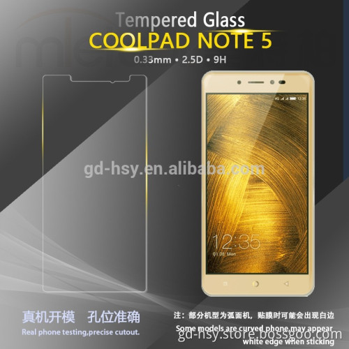 HUYSHE cell phone accessories for Coolpad Note 5 anti-broken tempered glass screen 0.3mm thickness protector
